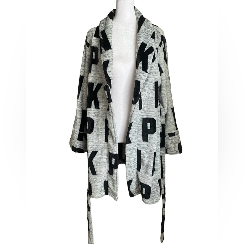 Fluffy Robe by Pink Grey Black Print - Picture 2 of 4